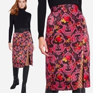 ModCloth Paisley Slip Skirt | Side Slit | Midi | X-Small